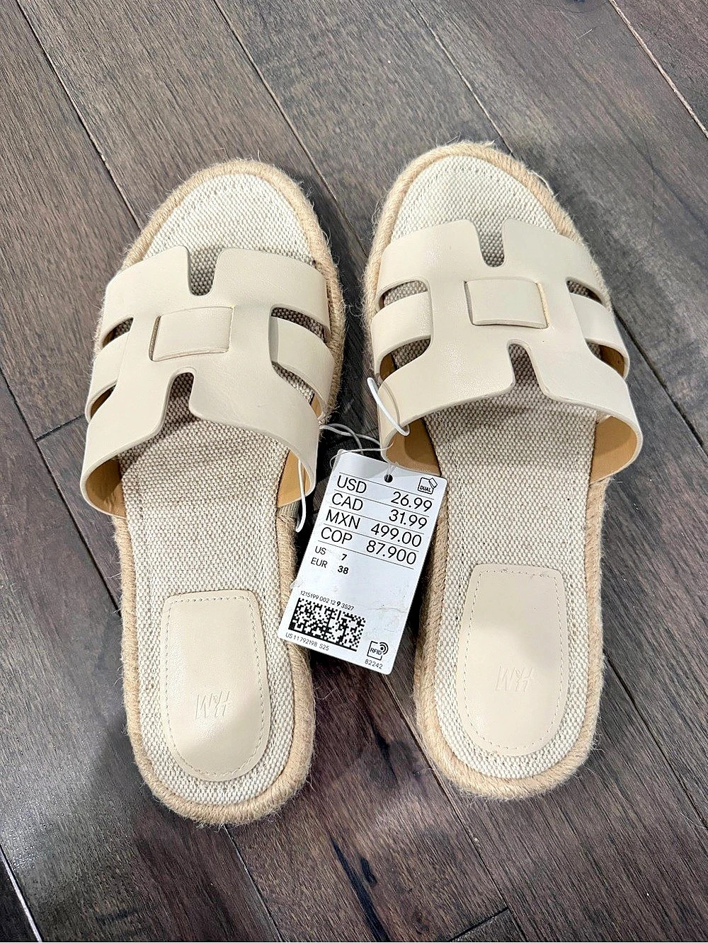 H&M Espadrille Slides Sandals in White US 7